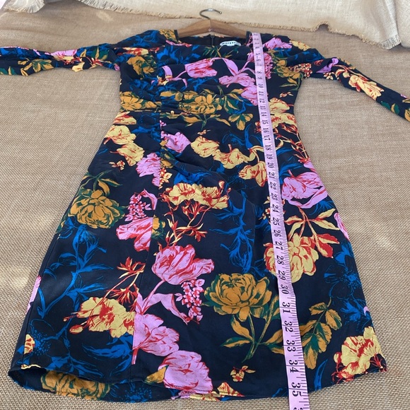 Whistles Silk Blend Long Sleeve Ruched Floral Dress - Picture 12 of 15